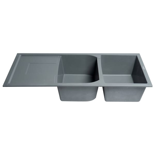 Titanium 46 Dbl Bowl Granite Composite Kitchen Sink W/ Drainboard